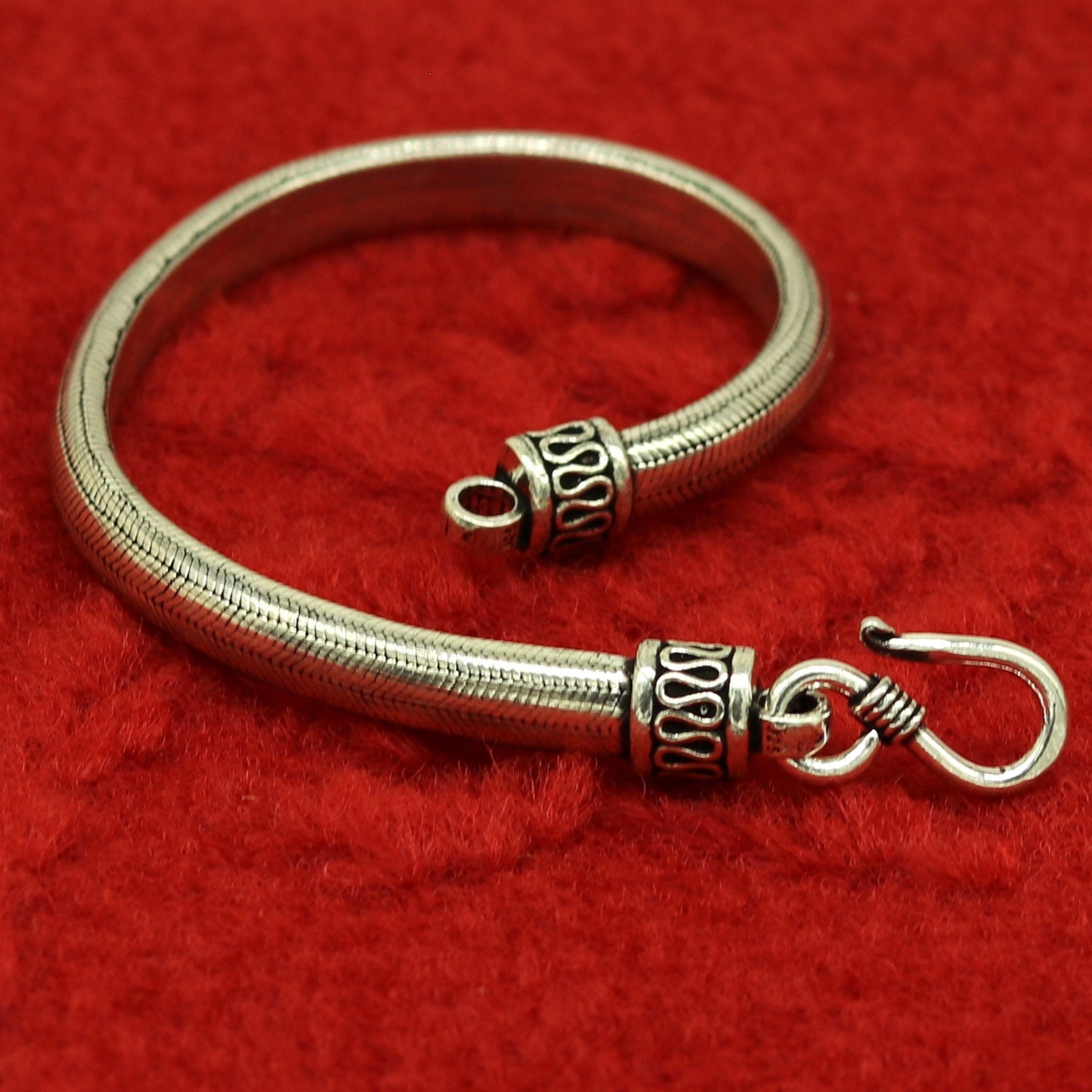 8.2" solid 925 sterling silver handmade snake chain customized half round D shape design bracelet, personalized gifting jewelry sbr209 - TRIBAL ORNAMENTS