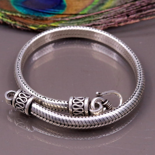 8.7 inches 6 mm 925 sterling silver handmade snake chain bracelet D shape chain bracelet half round snake chain bracelet fro unisex sbr150 - TRIBAL ORNAMENTS