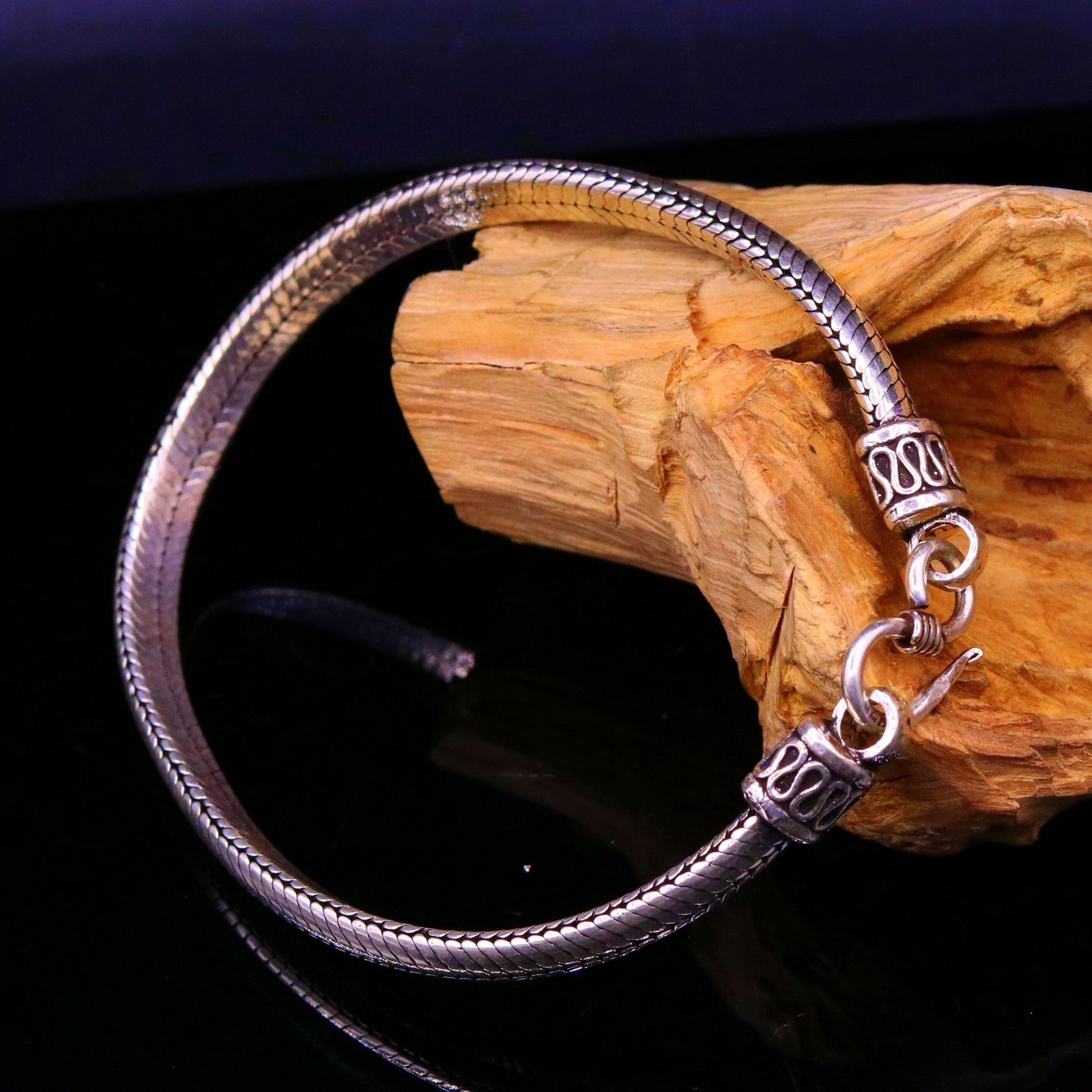 8.7 inches 6 mm 925 sterling silver handmade snake chain bracelet D shape chain bracelet half round snake chain bracelet fro unisex sbr150 - TRIBAL ORNAMENTS