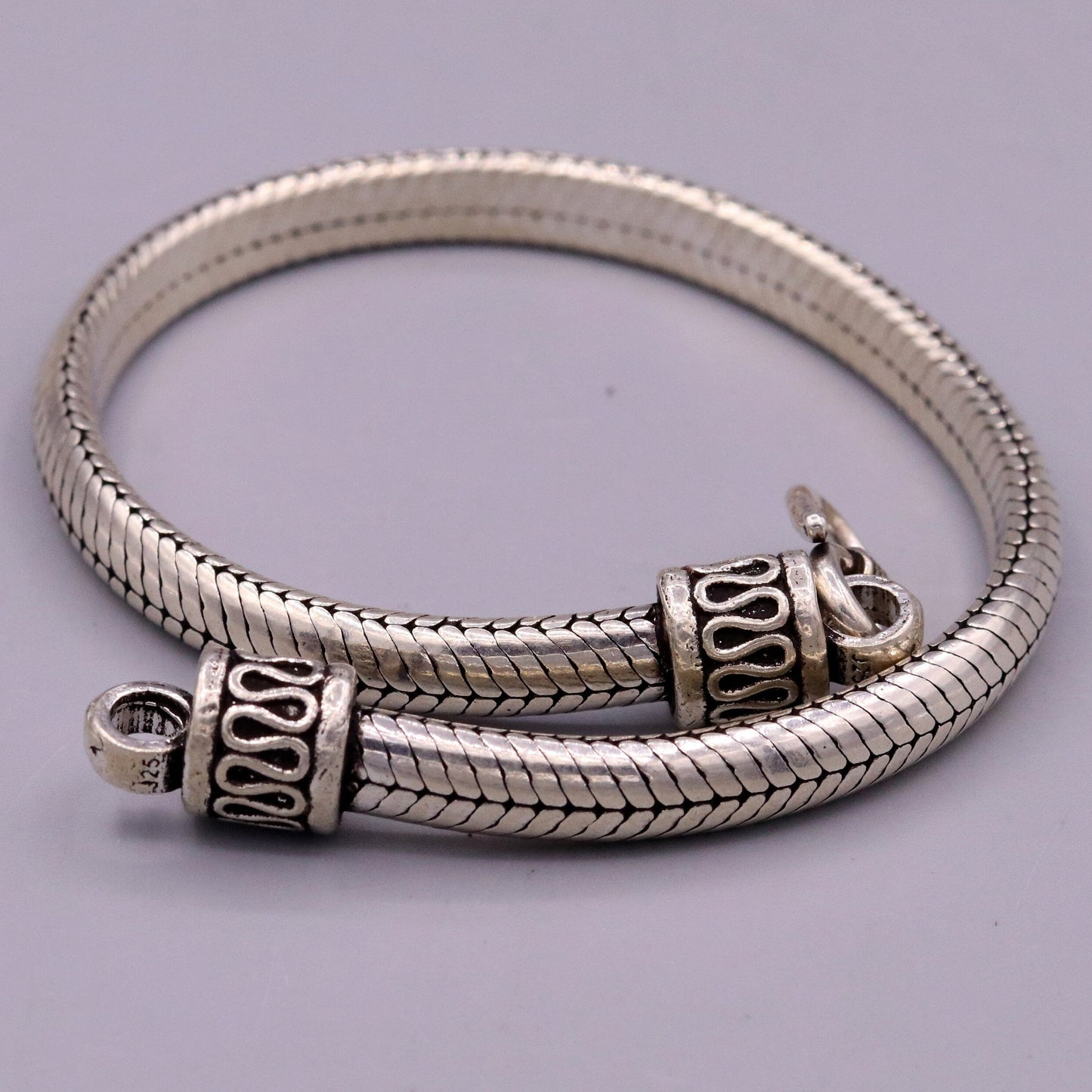 8.7 inches 6 mm 925 sterling silver handmade snake chain bracelet D shape chain bracelet half round snake chain bracelet fro unisex sbr150 - TRIBAL ORNAMENTS