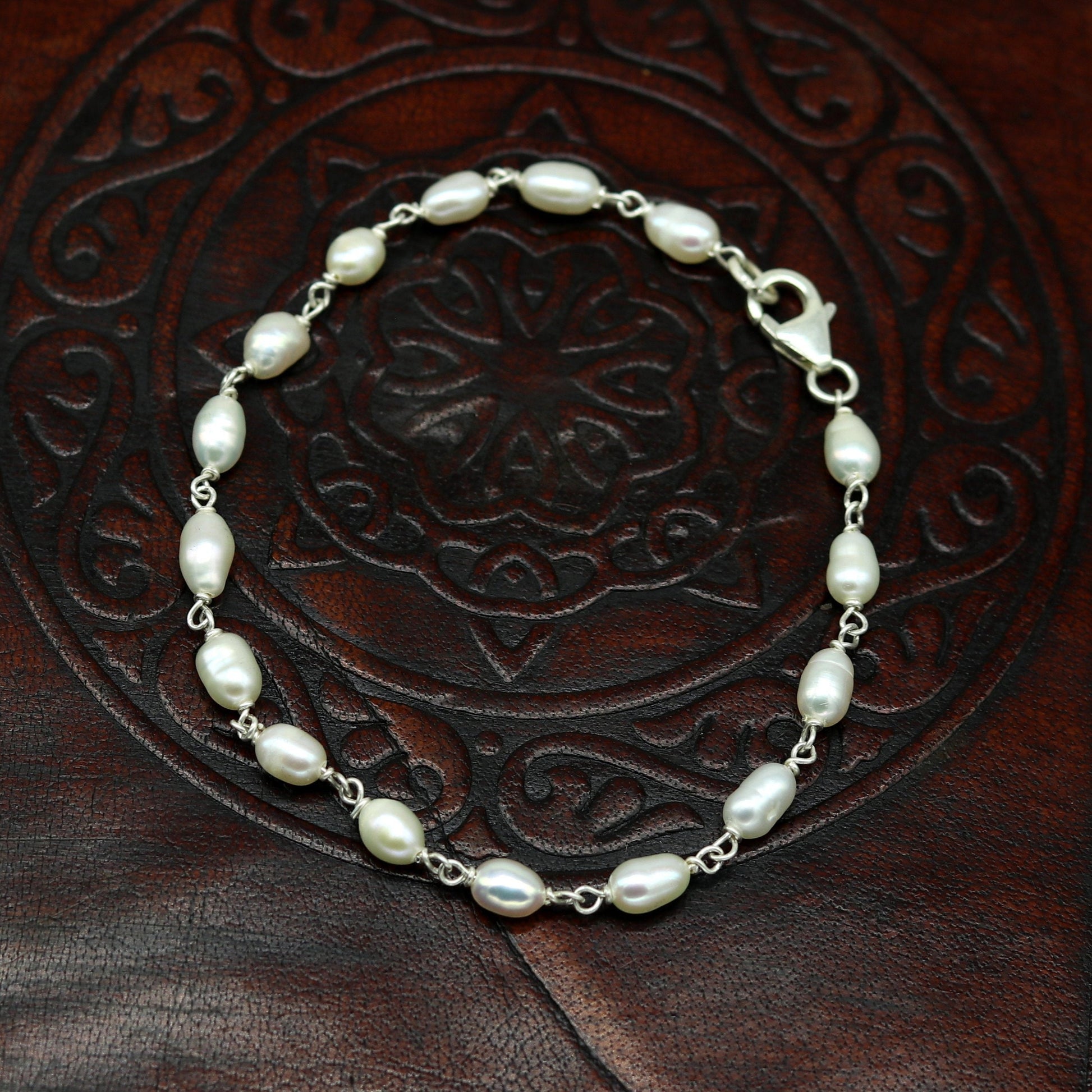 7.5" inches 925 sterling silver handmade customized beaded bracelet, awesome natural pearl unisex bracelet gifting jewelry for girls nsbr190 - TRIBAL ORNAMENTS