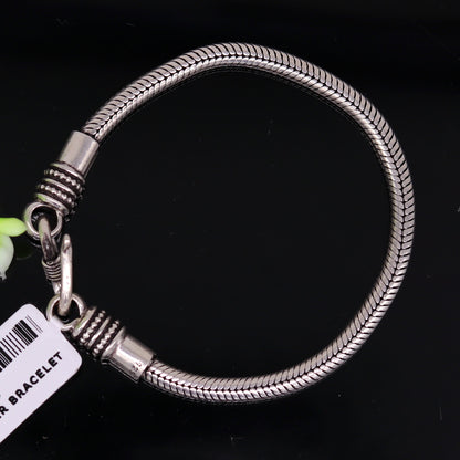 925 sterling silver handmade vintage foxtail chain bangle bracelet, 7-inch tribal jewelry by TRIBAL ORNAMENTS.
