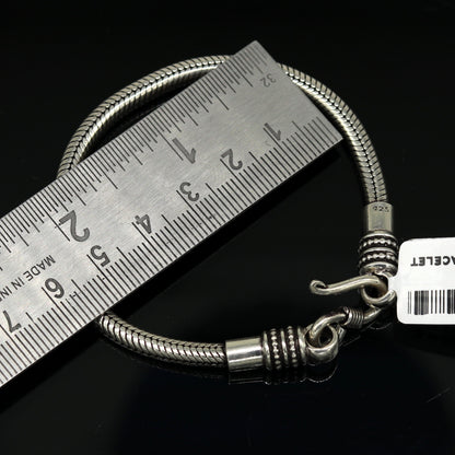 Sterling silver handmade vintage foxtail chain bangle bracelet, 7-inch flexible tribal jewelry by TRIBAL ORNAMENTS.