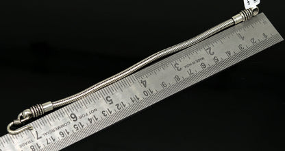 Handmade 925 sterling silver vintage foxtail chain bangle bracelet by TRIBAL ORNAMENTS, 7-inch flexible tribal jewelry piece.