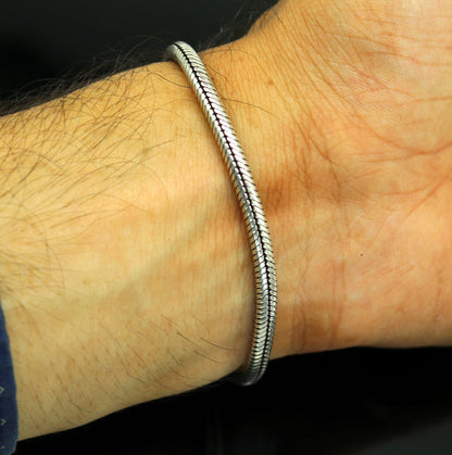 925 sterling silver handmade vintage foxtail chain bangle bracelet, 7-inch flexible tribal jewelry by TRIBAL ORNAMENTS.