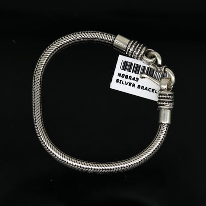 925 sterling silver handmade vintage foxtail chain bangle bracelet, 7-inch flexible tribal jewelry by TRIBAL ORNAMENTS.