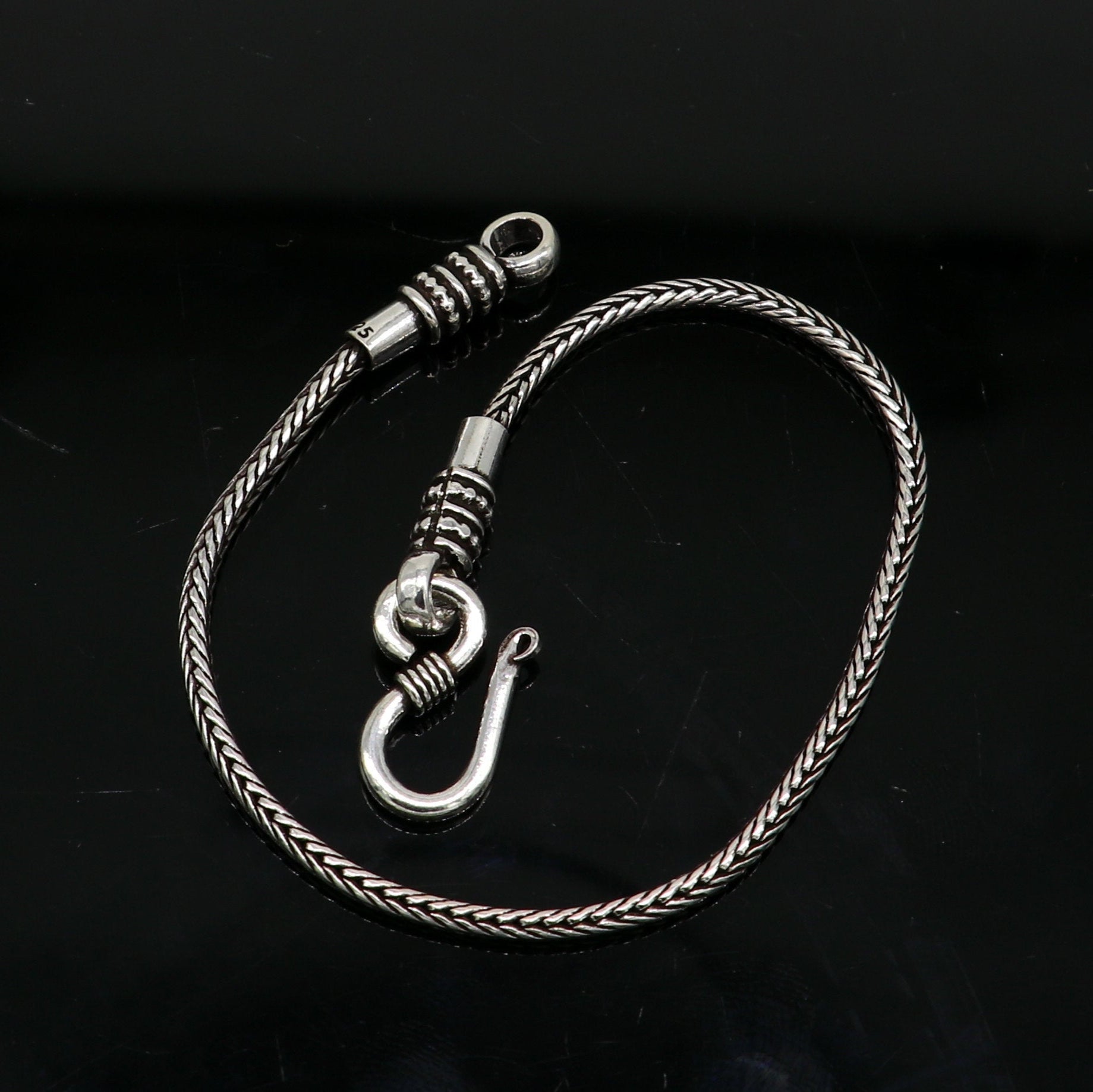 Elegant 8" Fine 925 sterling silver solid wheat chain bracelet, elegant stylish bracelet, silver jewelry, best gift girl's bracelet nsbr274 - TRIBAL ORNAMENTS