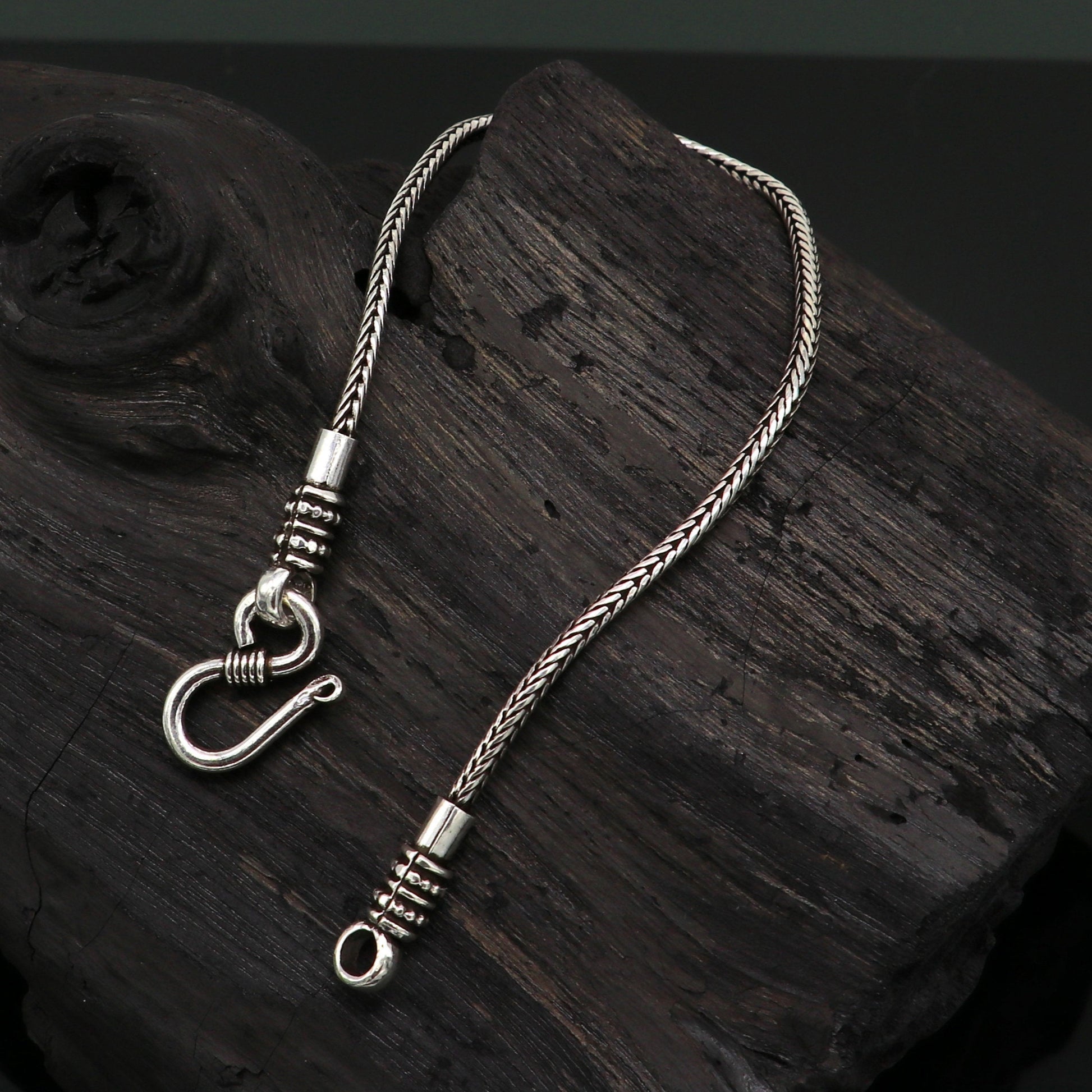 Elegant 8" Fine 925 sterling silver solid wheat chain bracelet, elegant stylish bracelet, silver jewelry, best gift girl's bracelet nsbr274 - TRIBAL ORNAMENTS