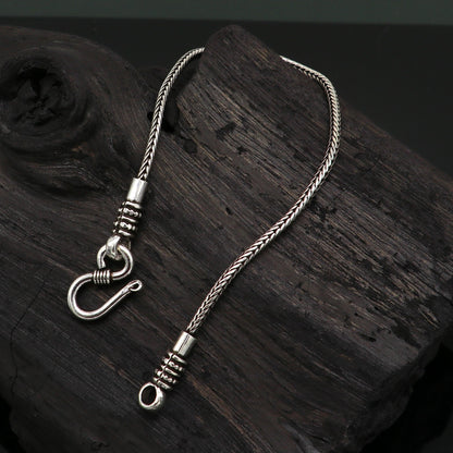 925 sterling silver wheat chain bracelet by TRIBAL ORNAMENTS, stylish and elegant silver jewelry, suitable as a gift for girls.