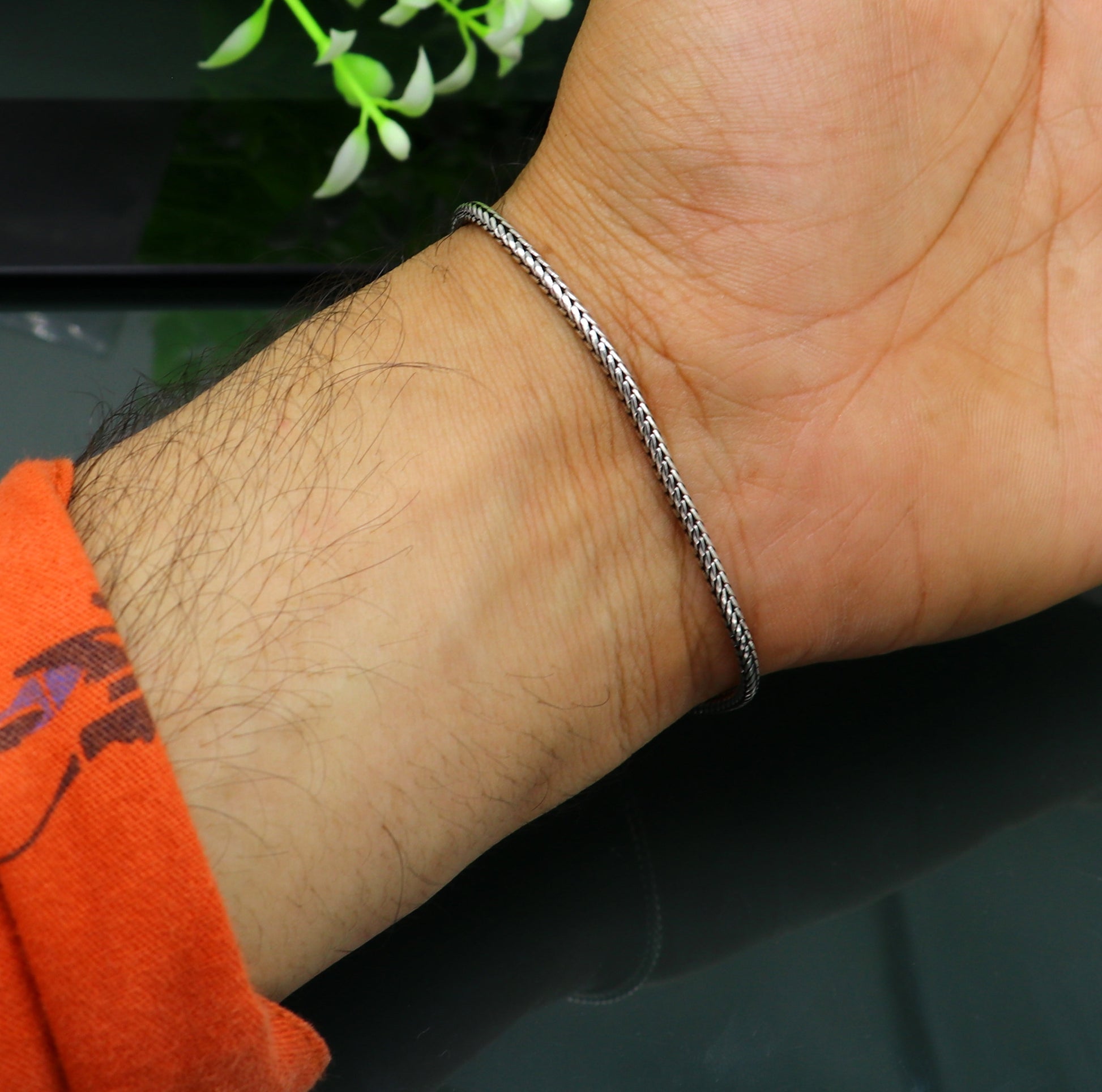 Elegant 8" Fine 925 sterling silver solid wheat chain bracelet, elegant stylish bracelet, silver jewelry, best gift girl's bracelet nsbr274 - TRIBAL ORNAMENTS