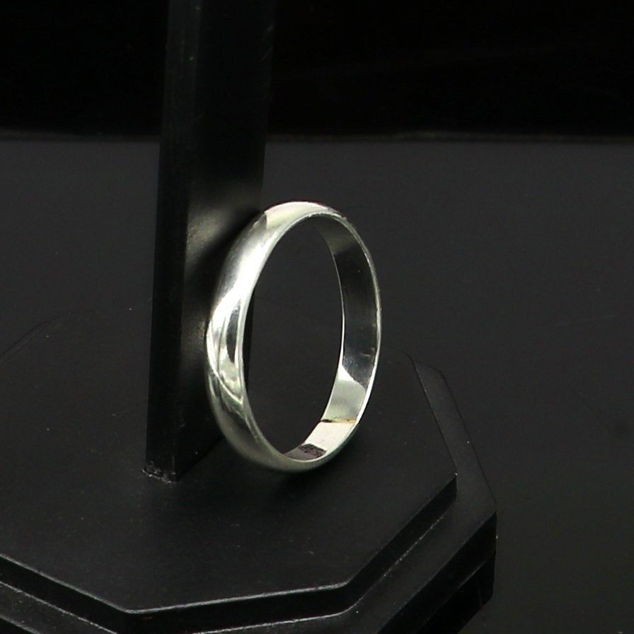 925 solid sterling silver plain D shape half round 3.5 mm ring band, fabulous wedding anniversary gift for him her, stylish jewelry sr289 - TRIBAL ORNAMENTS