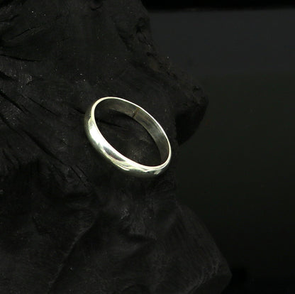 Sterling silver D shape half-round 3mm ring band, stylish jewelry by TRIBAL ORNAMENTS, ideal for wedding or anniversary gift.
