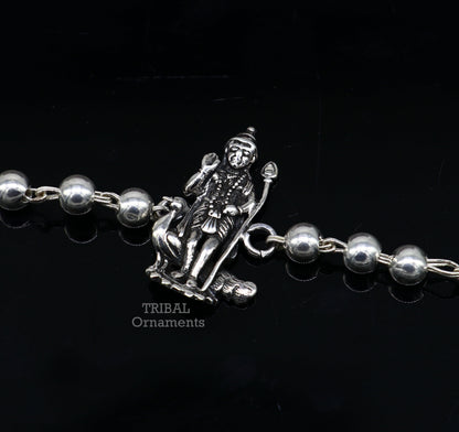 925 sterling silver Divine Lord Kartikeya beads bracelet with Rudraksh design, featuring vintage elegant jewelry craftsmanship.