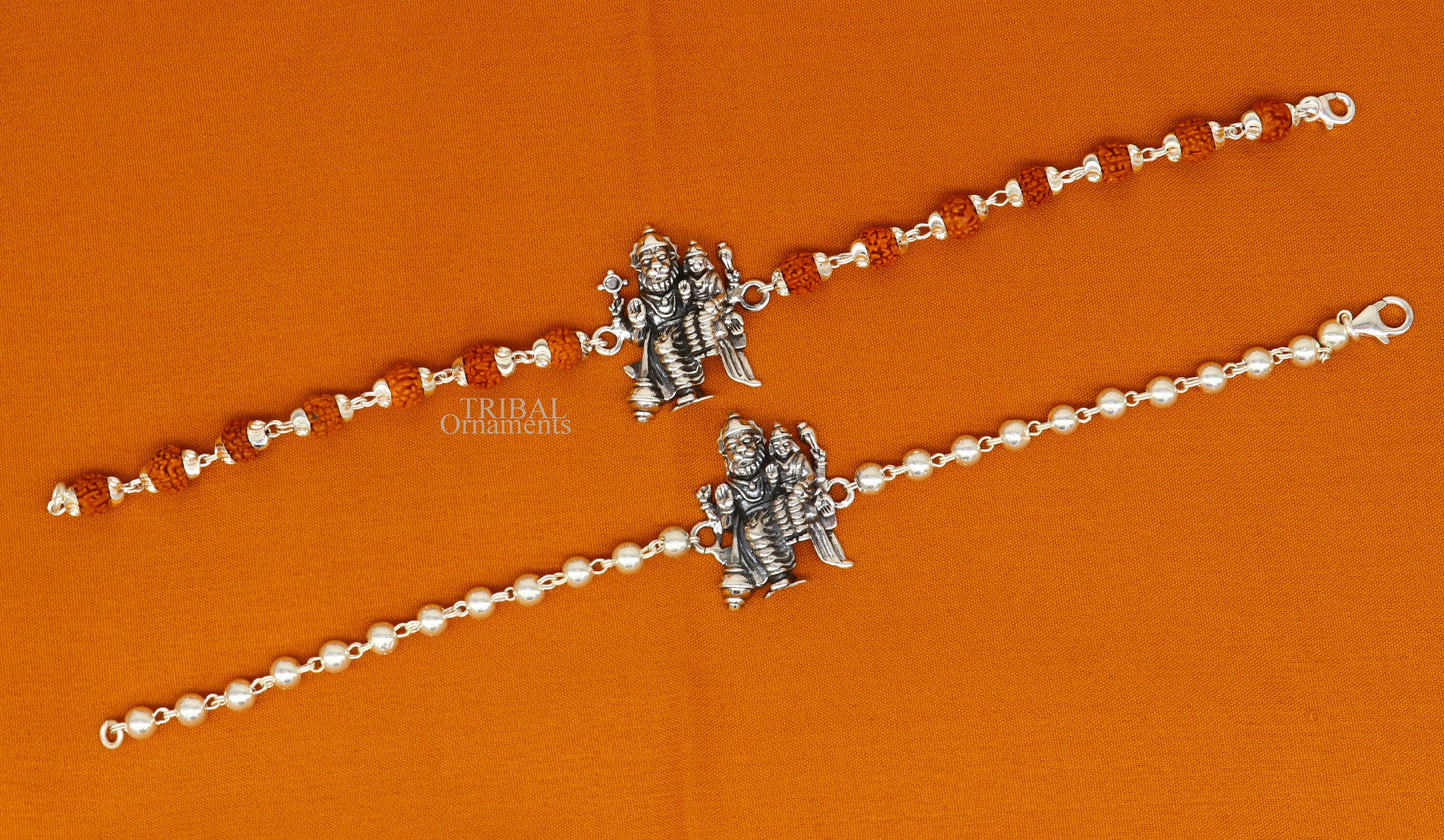 925 Sterling silver Lord Laxmi Narayana Avtar Narsimha Rudraksha beads bracelet featuring intricate divine design and traditional craftsmanship.
