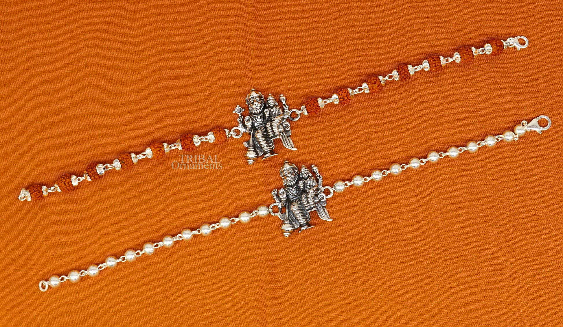 925 Sterling silver Lord Laxmi Narayana Avtar Narsimha Rudraksha beads bracelet featuring intricate divine design and traditional craftsmanship.