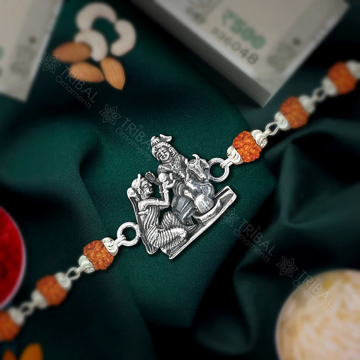 925 sterling silver lord Shiva Darbar rudraksh/black /white tulsi and ...