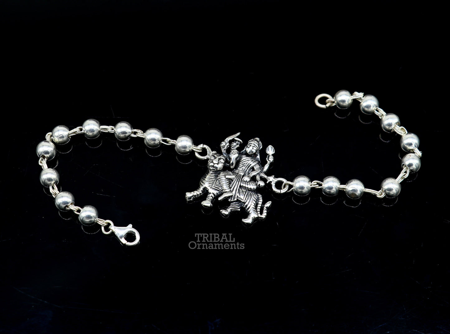 925 Sterling silver divine Durga,bhawani mataji Rakhi bracelet best gift rudraksh with goddess Rakhi for brother's for special gifing rk236 - TRIBAL ORNAMENTS