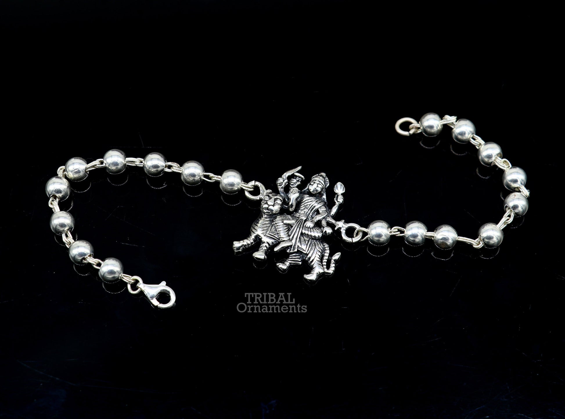 925 Sterling silver divine Durga,bhawani mataji Rakhi bracelet best gift rudraksh with goddess Rakhi for brother's for special gifing rk236 - TRIBAL ORNAMENTS