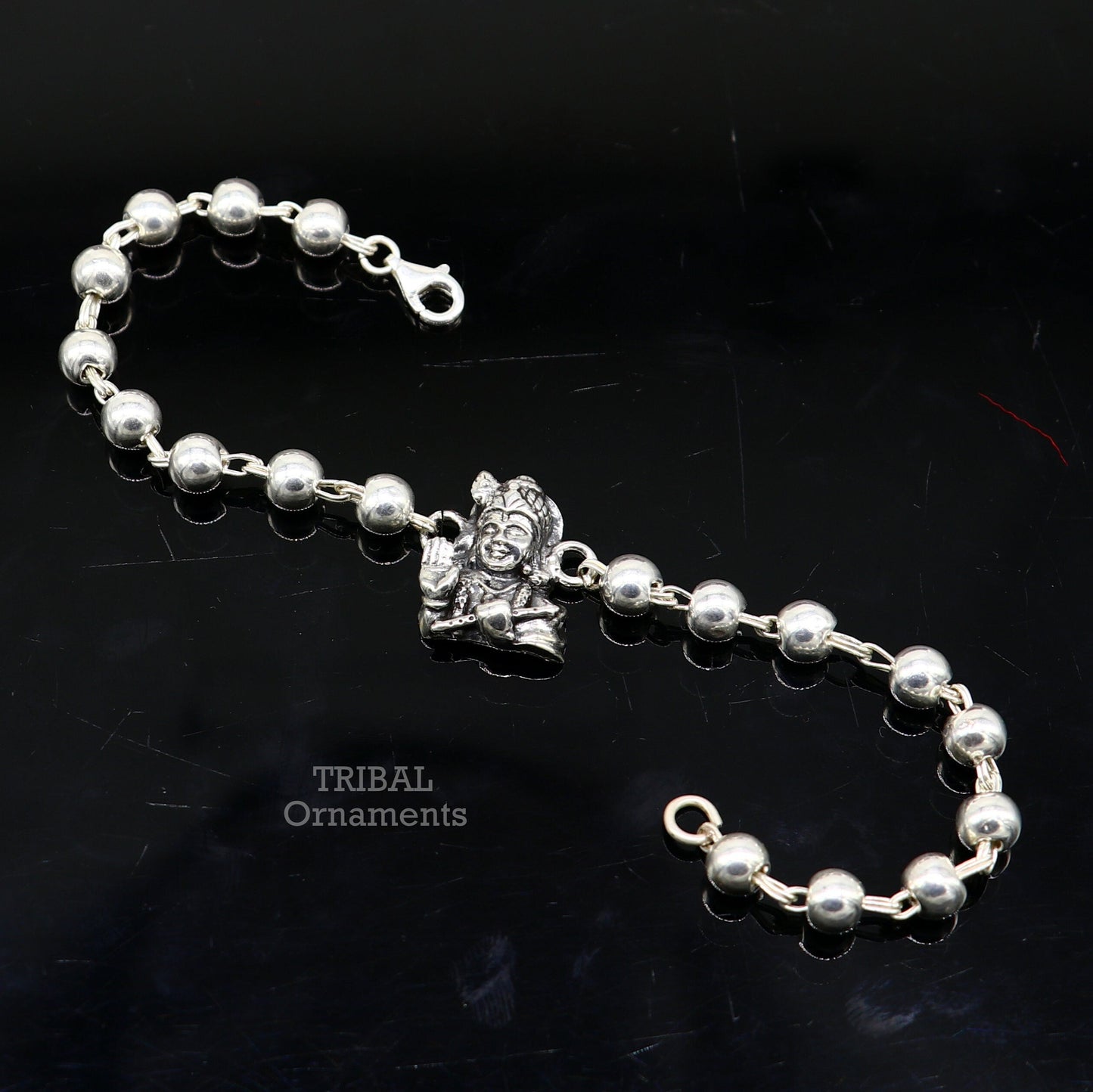 925 Sterling silver divine lord Krishna Rakhi or bracelet best gift for your brother's for special personalized gifing rk239 - TRIBAL ORNAMENTS