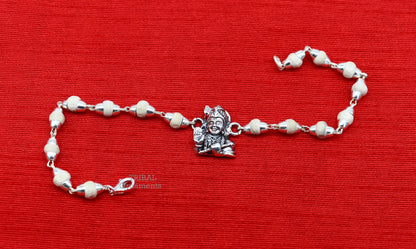 Sterling silver Lord Krishna bracelet with intricate design, personalized for gifting, by TRIBAL ORNAMENTS.