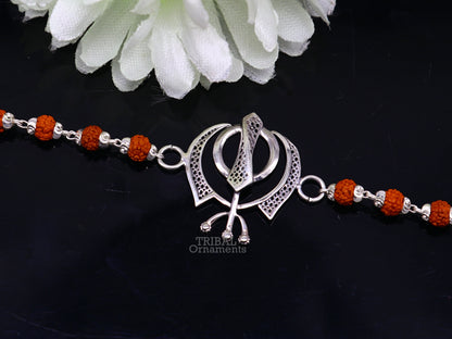 925 Sterling silver divine Waheguru Khalsa Rakhi  bracelet best gift for your brother's for special personalized gifing rk240 - TRIBAL ORNAMENTS