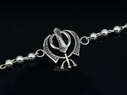 925 Sterling silver divine Waheguru Khalsa Rakhi  bracelet best gift for your brother's for special personalized gifing rk240 - TRIBAL ORNAMENTS