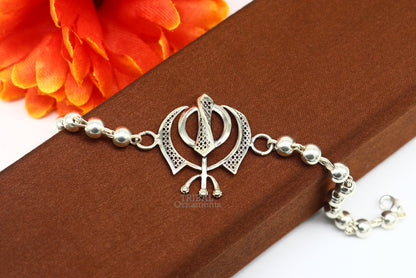 925 Sterling silver divine Waheguru Khalsa Rakhi  bracelet best gift for your brother's for special personalized gifing rk240 - TRIBAL ORNAMENTS