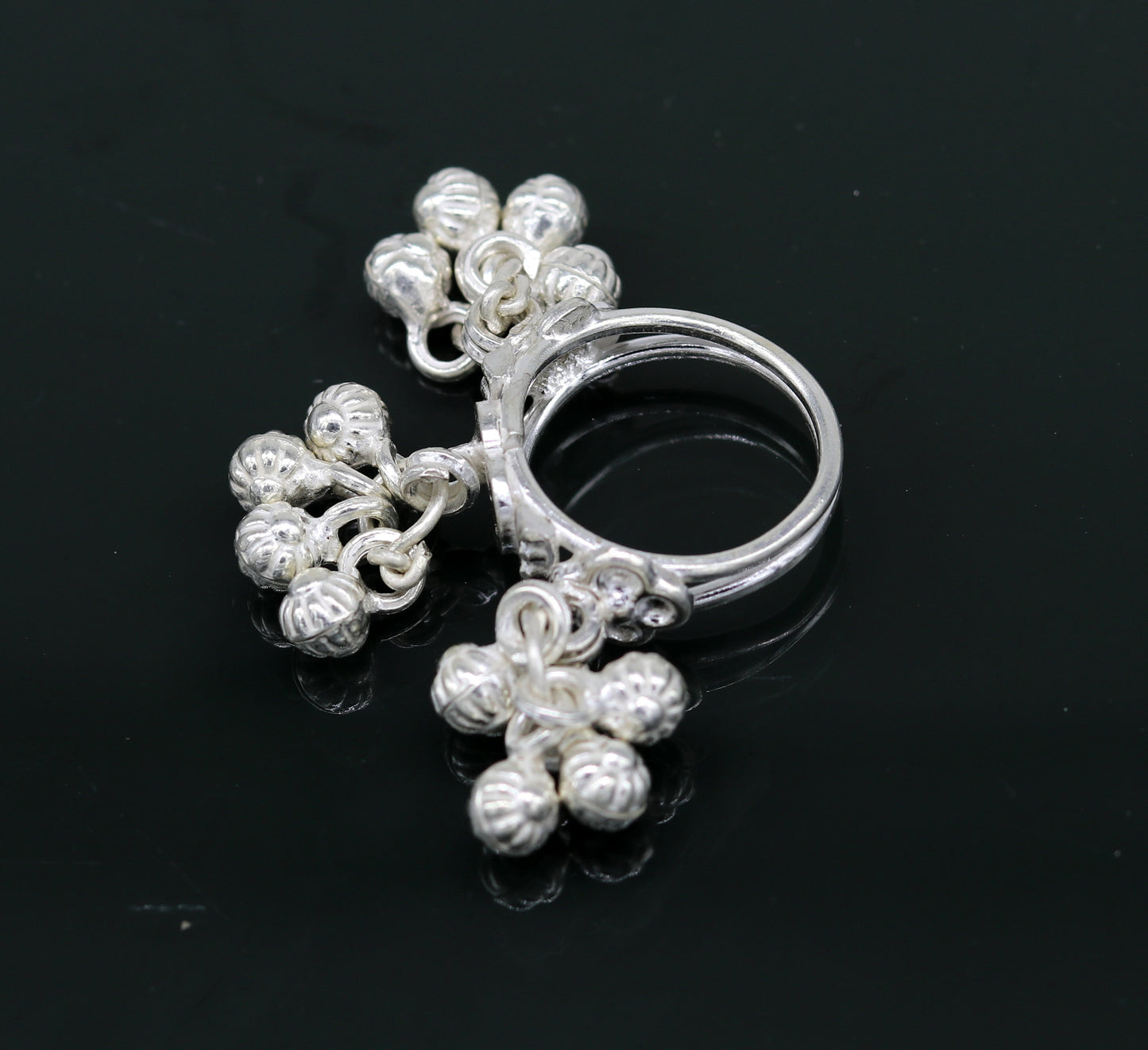 Vintage design Sterling silver handmade charm ring excellent customized noisy bells drops personalized girls women's jewelry sr259 - TRIBAL ORNAMENTS