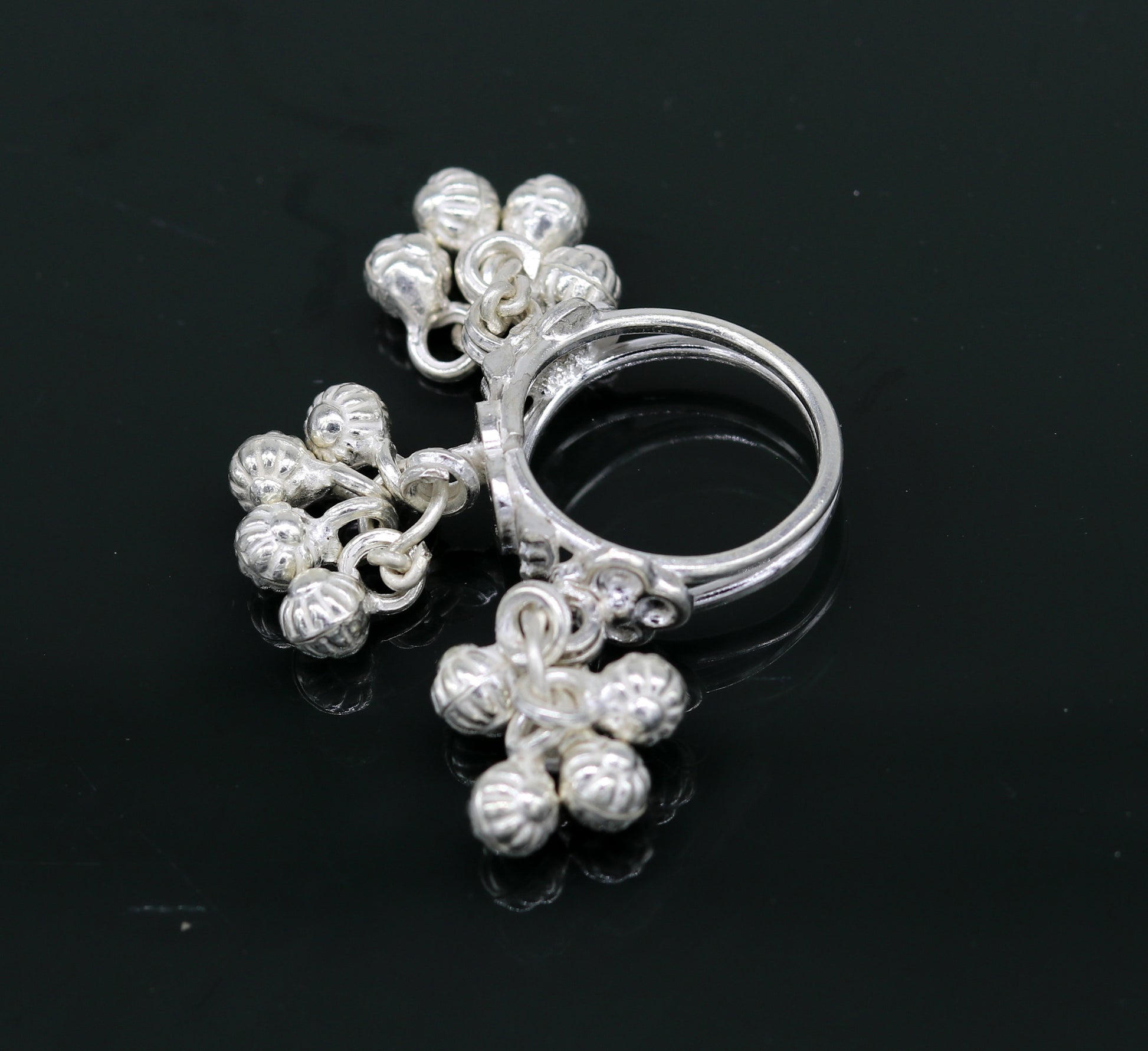 Vintage design Sterling silver handmade charm ring excellent customized noisy bells drops personalized girls women's jewelry sr259 - TRIBAL ORNAMENTS