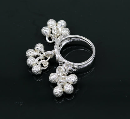 Vintage design Sterling silver handmade charm ring excellent customized noisy bells drops personalized girls women's jewelry sr259 - TRIBAL ORNAMENTS