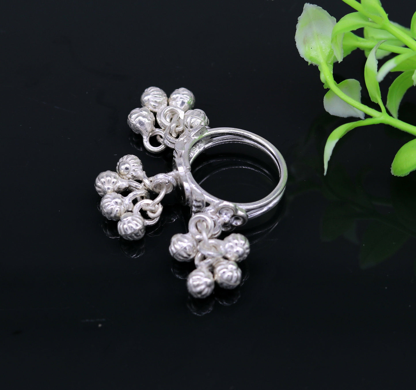 Vintage design Sterling silver handmade charm ring excellent customized noisy bells drops personalized girls women's jewelry sr259 - TRIBAL ORNAMENTS