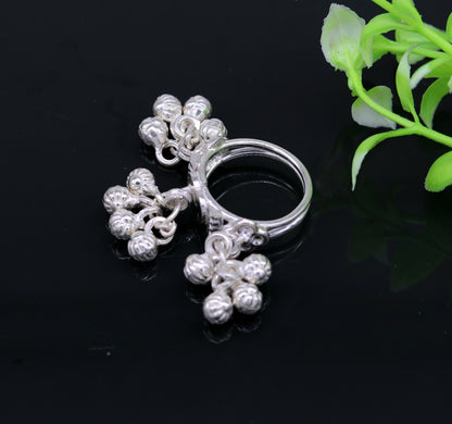 Vintage design Sterling silver handmade charm ring excellent customized noisy bells drops personalized girls women's jewelry sr259 - TRIBAL ORNAMENTS