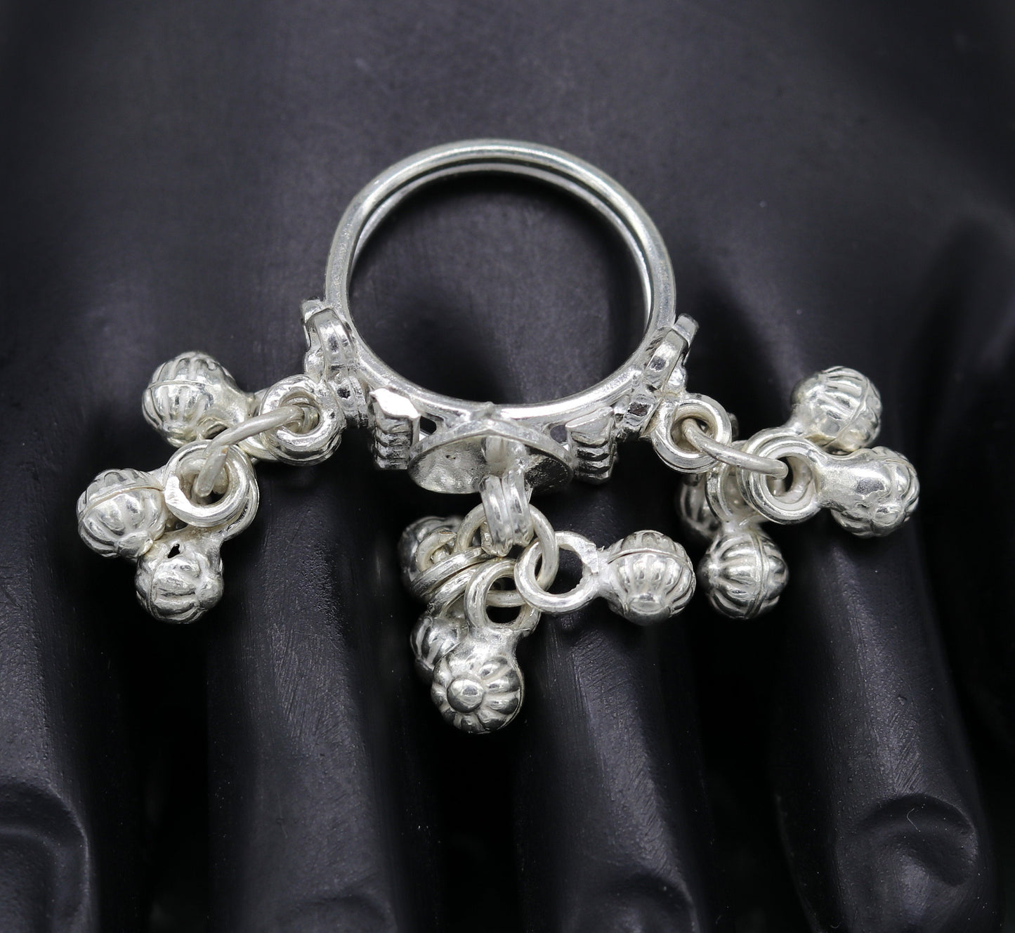 Vintage design Sterling silver handmade charm ring excellent customized noisy bells drops personalized girls women's jewelry sr259 - TRIBAL ORNAMENTS