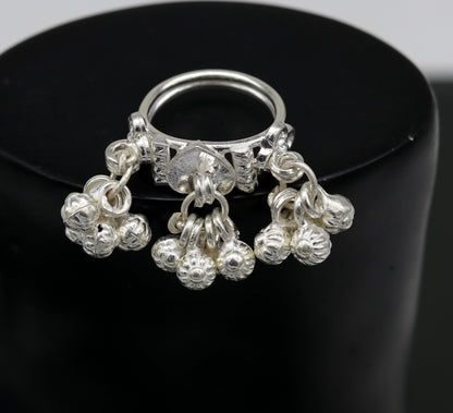 Vintage design Sterling silver handmade charm ring excellent customized noisy bells drops personalized girls women's jewelry sr259 - TRIBAL ORNAMENTS