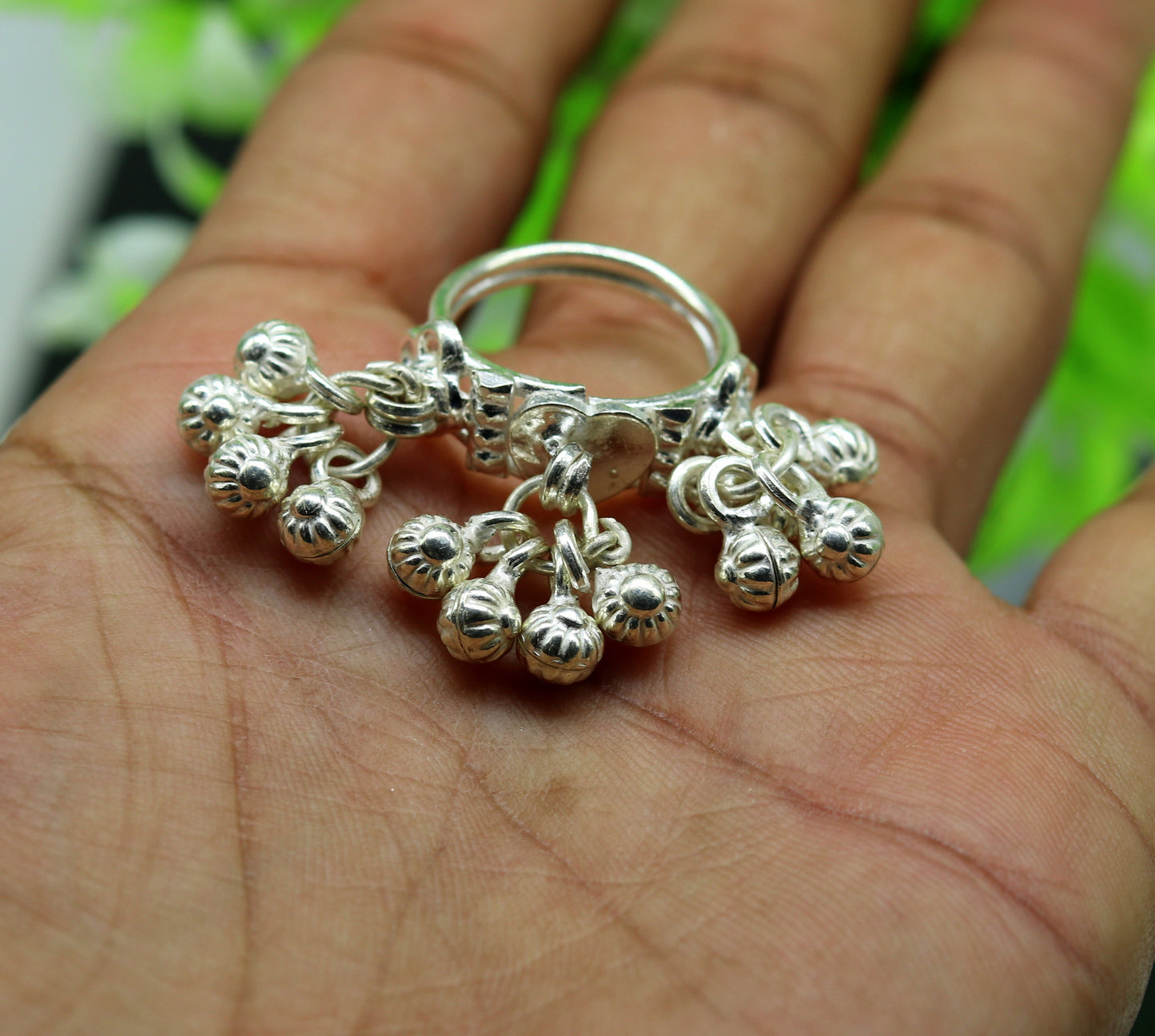 Vintage design Sterling silver handmade charm ring excellent customized noisy bells drops personalized girls women's jewelry sr259 - TRIBAL ORNAMENTS