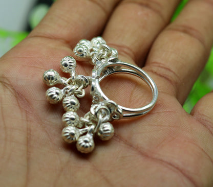 Vintage design Sterling silver handmade charm ring excellent customized noisy bells drops personalized girls women's jewelry sr259 - TRIBAL ORNAMENTS