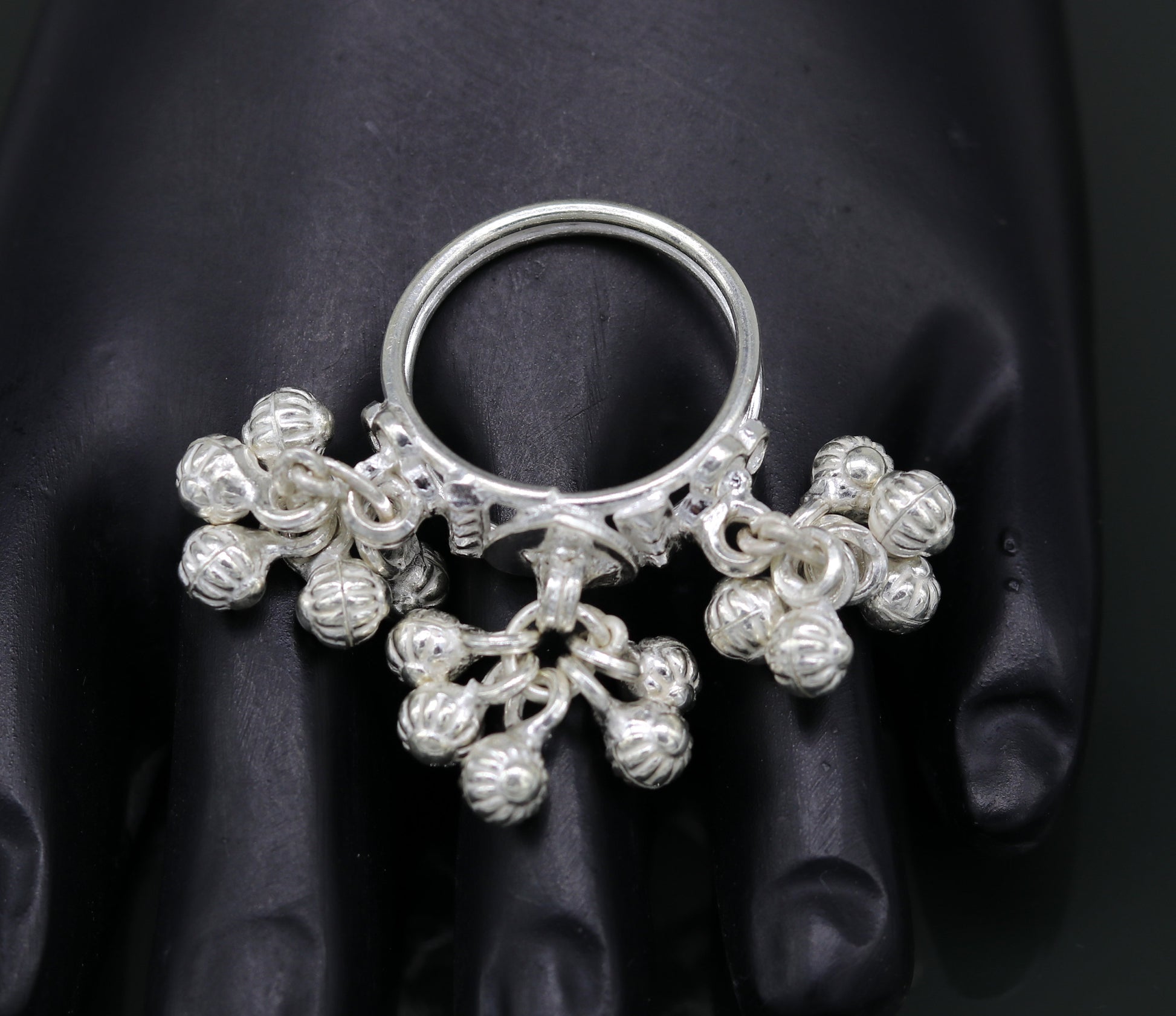 Vintage design Sterling silver handmade charm ring excellent customized noisy bells drops personalized girls women's jewelry sr260 - TRIBAL ORNAMENTS