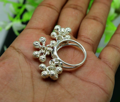 Vintage design Sterling silver handmade charm ring excellent customized noisy bells drops personalized girls women's jewelry sr260 - TRIBAL ORNAMENTS