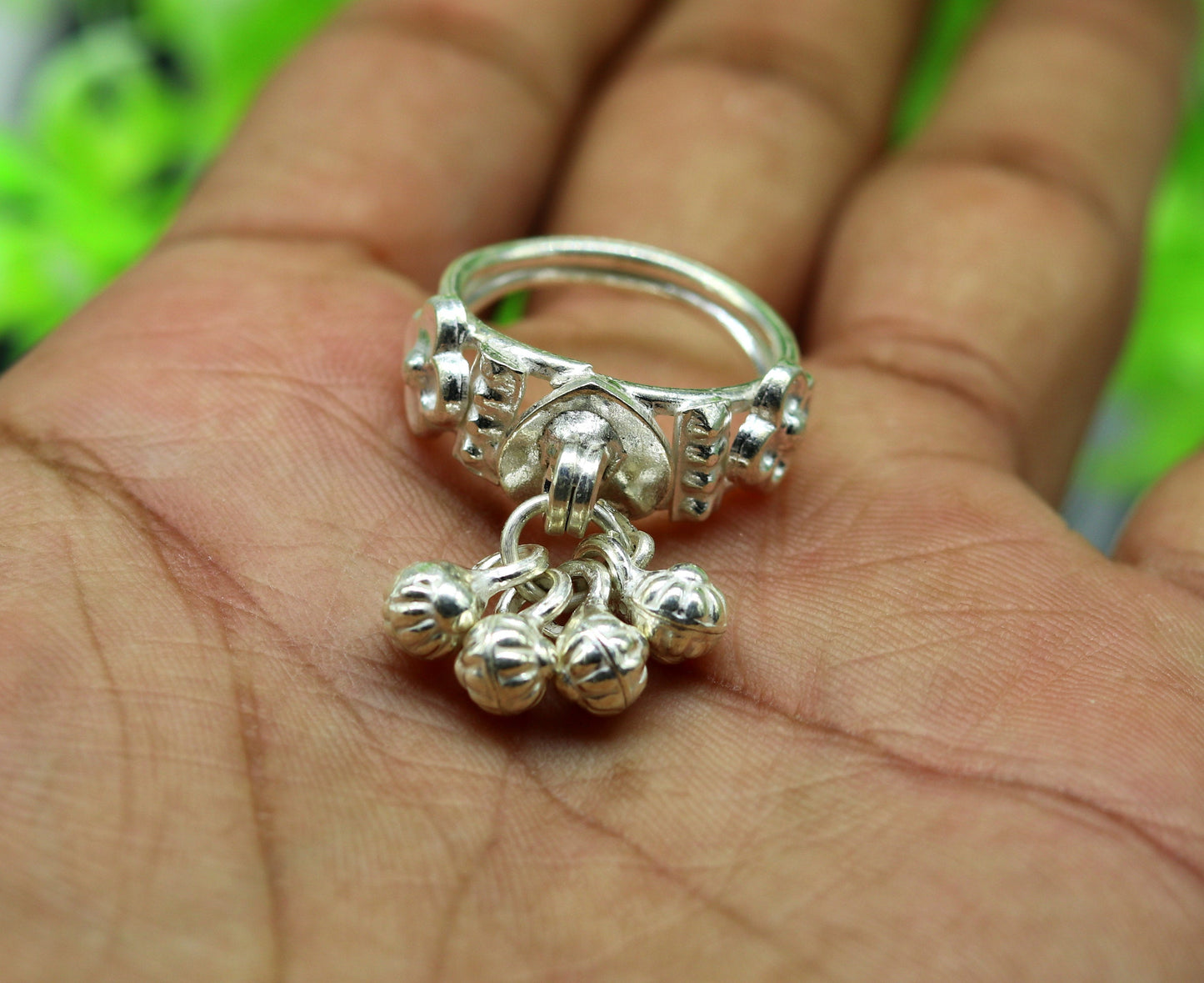 Sterling silver handmade charm ring excellent customized 6 noisy bells drops personalized bridesmaid gift for girls women's jewelry sr257 - TRIBAL ORNAMENTS