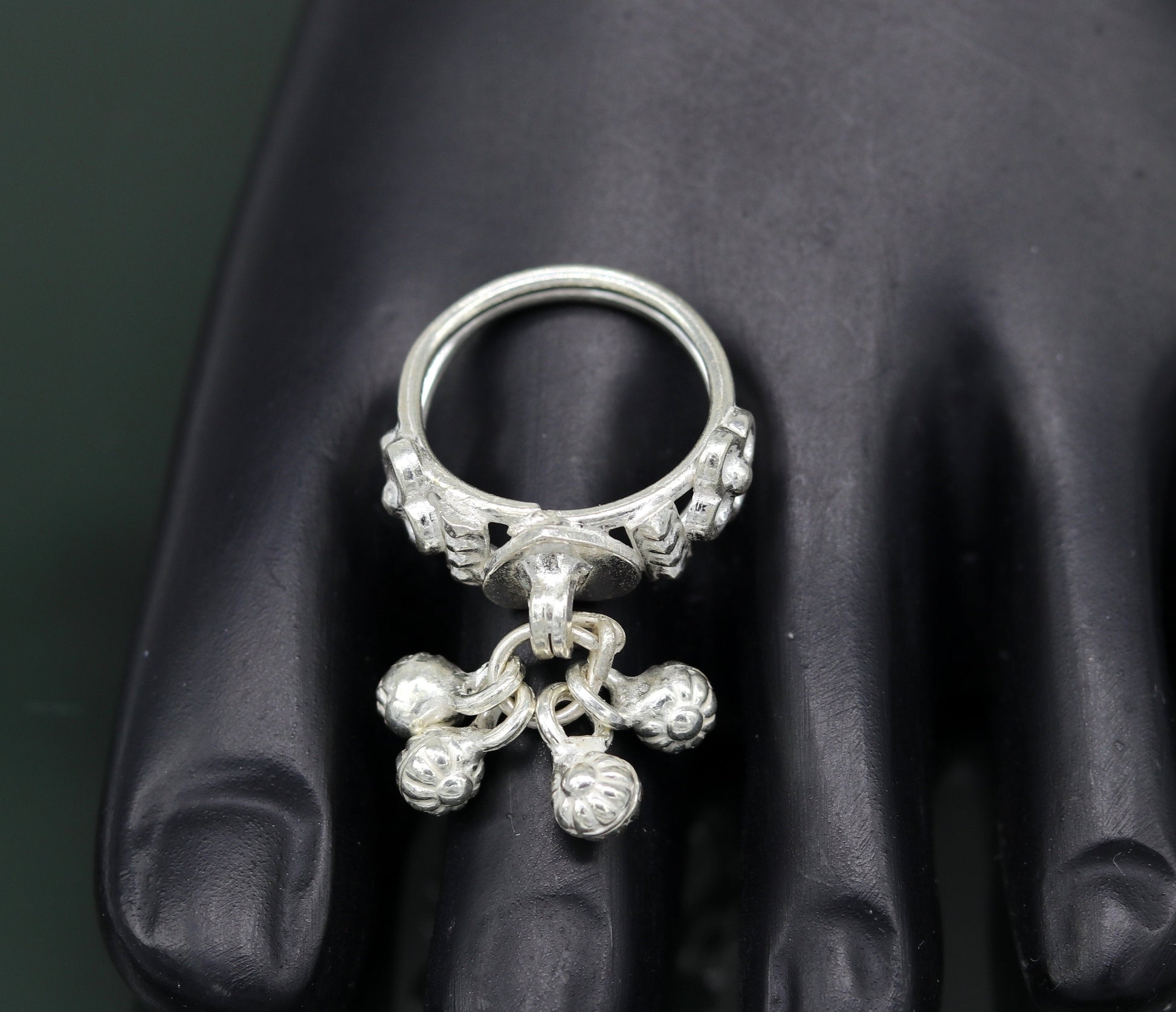 Sterling silver handmade charm ring excellent customized 6 noisy bells drops personalized bridesmaid gift for girls women's jewelry sr257 - TRIBAL ORNAMENTS