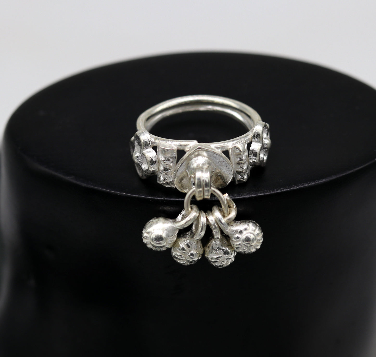 Sterling silver handmade charm ring excellent customized 6 noisy bells drops personalized bridesmaid gift for girls women's jewelry sr257 - TRIBAL ORNAMENTS