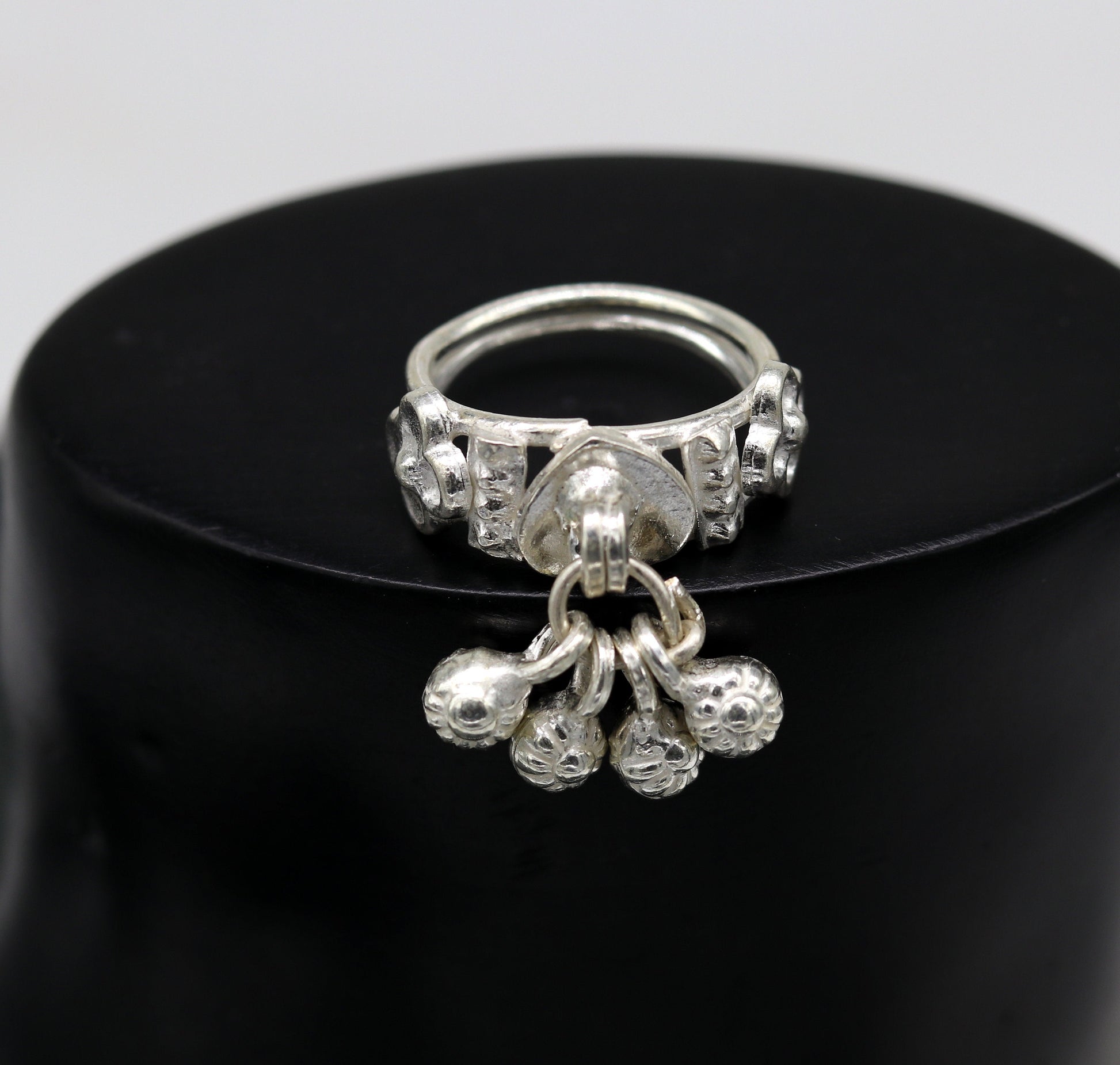 Sterling silver handmade charm ring excellent customized 6 noisy bells drops personalized bridesmaid gift for girls women's jewelry sr257 - TRIBAL ORNAMENTS