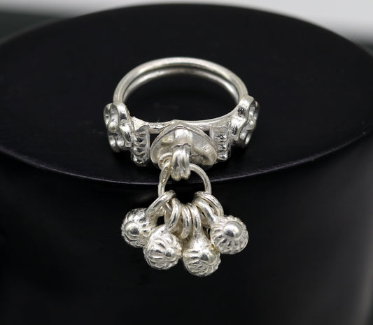 925 sterling silver handmade customized jingling bells rings, classical cultural design noisy bells ring best belly dance jewelry  sr-256 - TRIBAL ORNAMENTS