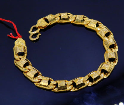 Amazing 22kt yellow gold handcrafted gorgeous design diamond cut designer flexible bracelet unique new stylish unisex bracelet jewelry - TRIBAL ORNAMENTS