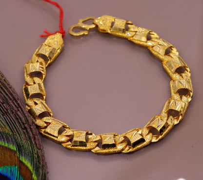 Amazing 22kt yellow gold handcrafted gorgeous design diamond cut designer flexible bracelet unique new stylish unisex bracelet jewelry - TRIBAL ORNAMENTS
