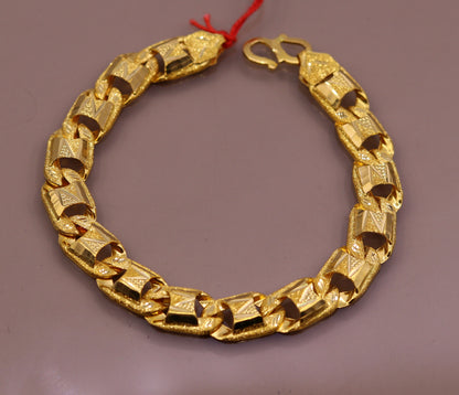Amazing 22kt yellow gold handcrafted gorgeous design diamond cut designer flexible bracelet unique new stylish unisex bracelet jewelry - TRIBAL ORNAMENTS
