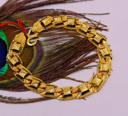 Amazing 22kt yellow gold handcrafted gorgeous design diamond cut designer flexible bracelet unique new stylish unisex bracelet jewelry - TRIBAL ORNAMENTS