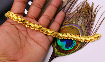Genuine 22kt yellow gold handmade Lotus chain bracelet amazing royal design bracelet unisex jewelry from Rajasthan India - TRIBAL ORNAMENTS