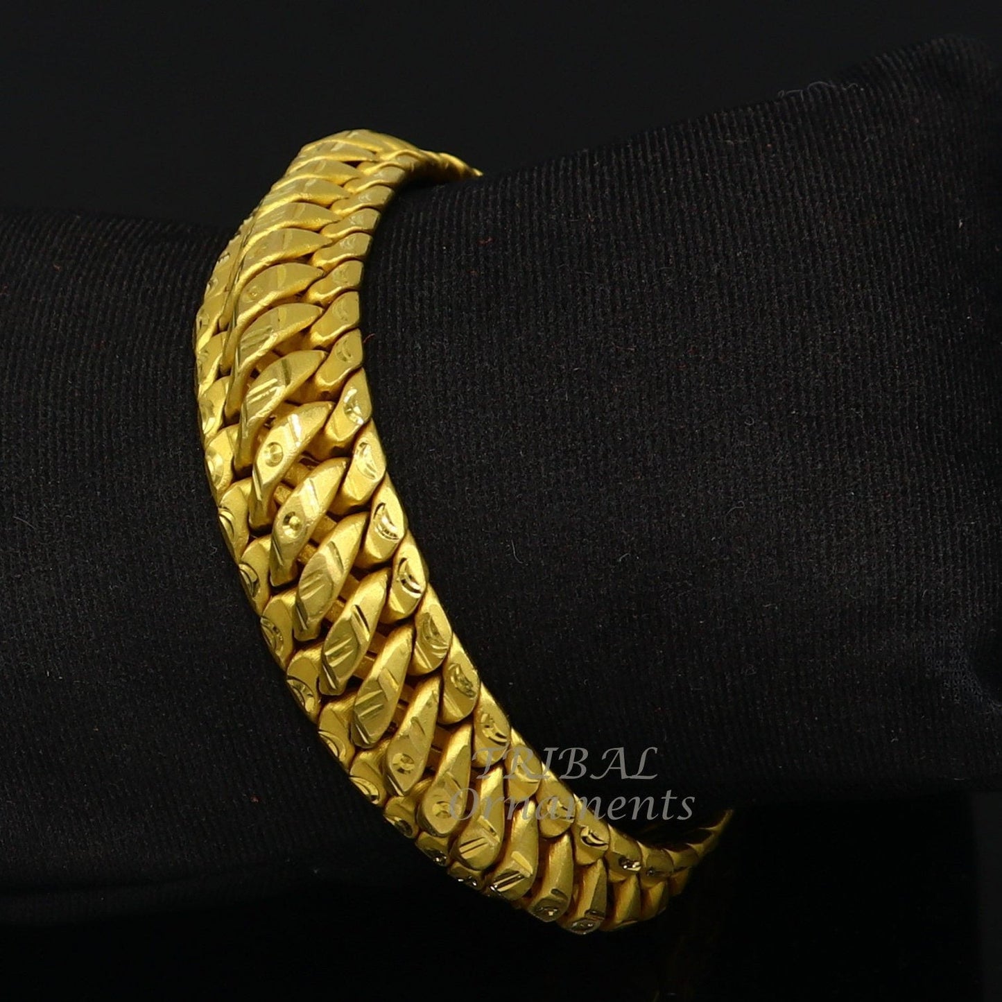 22kt yellow gold customized heavy men's bracelet, all sizes gifting bracelet, new fancy stylish bracelet men's wedding gift jewelry gbr40 - TRIBAL ORNAMENTS