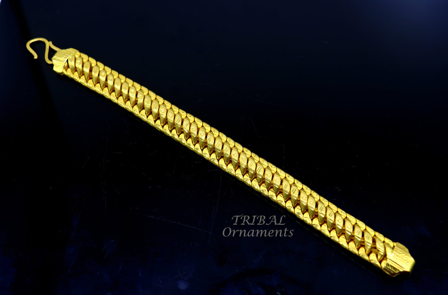 22kt yellow gold customized heavy men's bracelet, all sizes gifting bracelet, new fancy stylish bracelet men's wedding gift jewelry gbr40 - TRIBAL ORNAMENTS